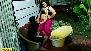 Older Indian Aunty engages in outdoor explicit sexual activity with clear audio