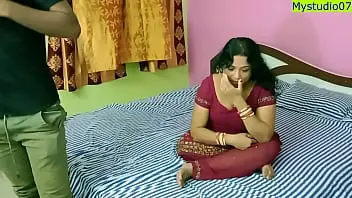 Indian aunty aggressively has rough unhappy sex with a boy with a small penis