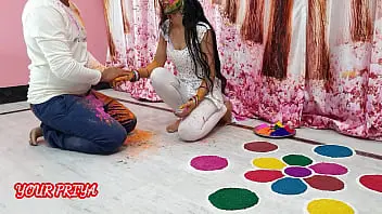 Indian chick Priya got her dirty cousin off on a sick Holi romp